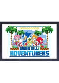 Affiche Encadrée Sonic The Hedgehog Par Pyramid - Green Hill Zone Adventurers (46 x 31CM)